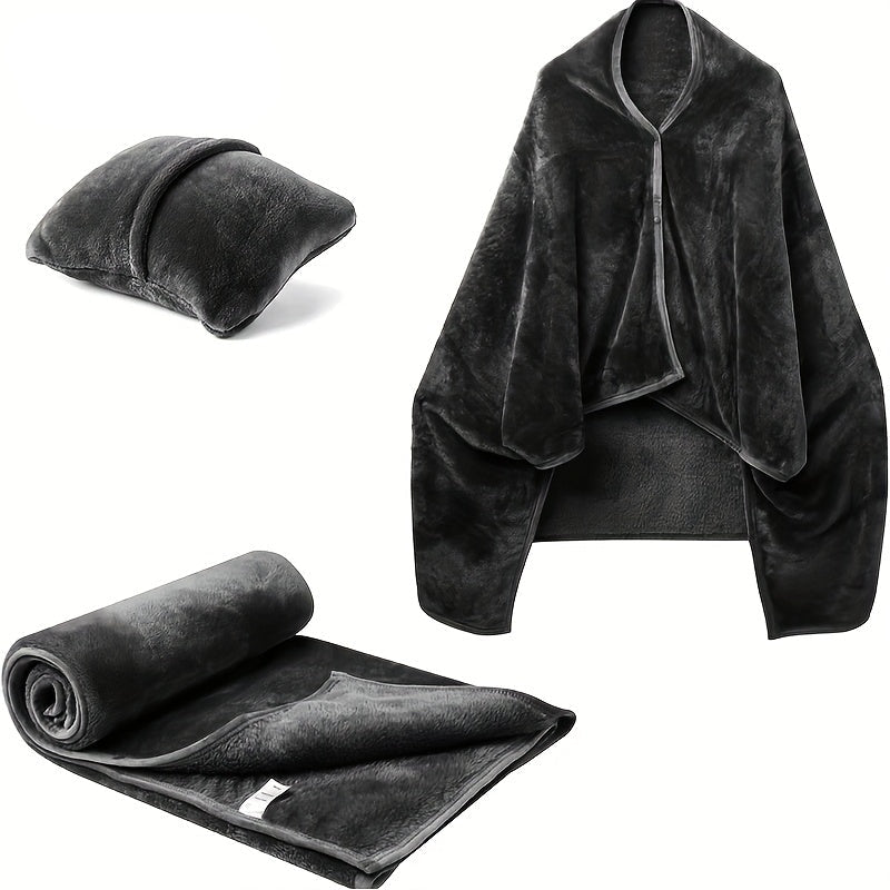 SnugglePod 2-in-1 | Wearable Heated Blanket with Neck Pillow for Airplane Travel