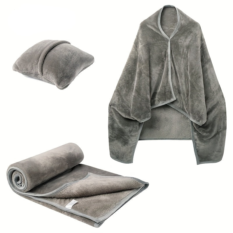 SnugglePod 2-in-1 | Wearable Heated Blanket with Neck Pillow for Airplane Travel