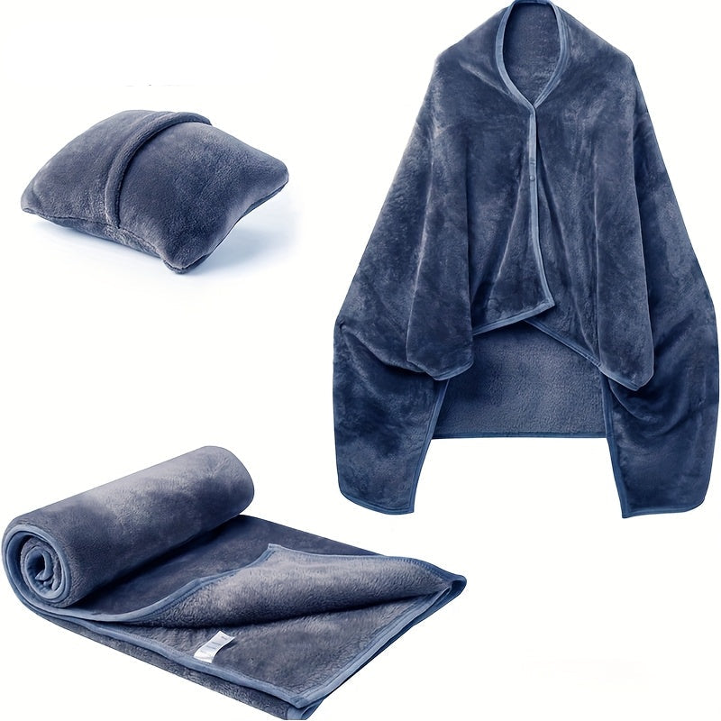 SnugglePod 2-in-1 | Wearable Heated Blanket with Neck Pillow for Airplane Travel