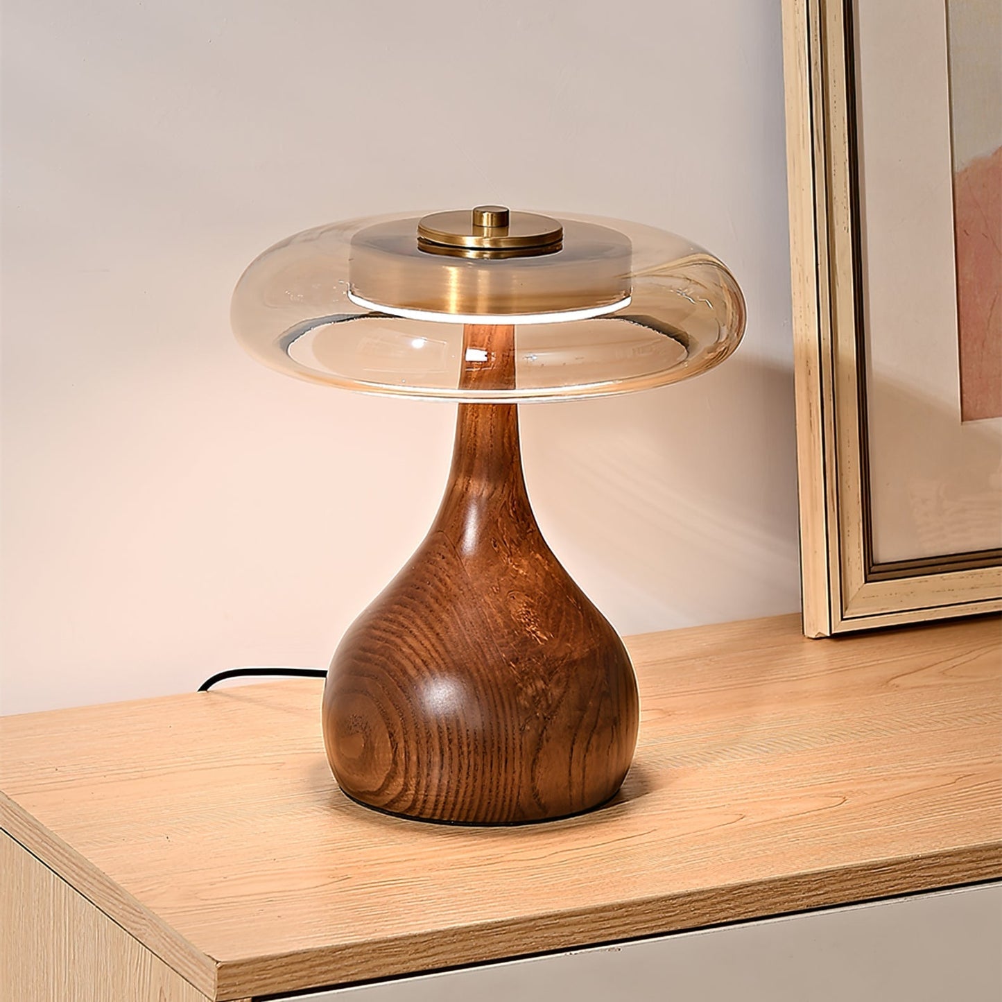 Nocturne Table Lamp | Brass Wood LED Desk Light with 3-Color Temperature Control