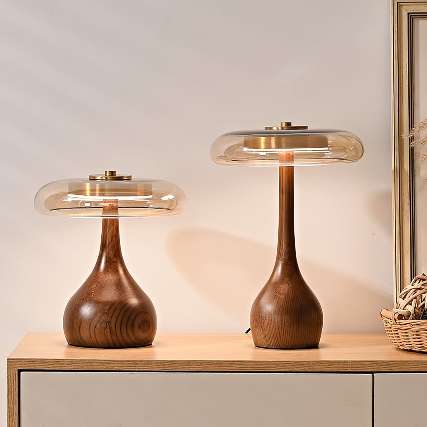 Nocturne Table Lamp | Brass Wood LED Desk Light with 3-Color Temperature Control