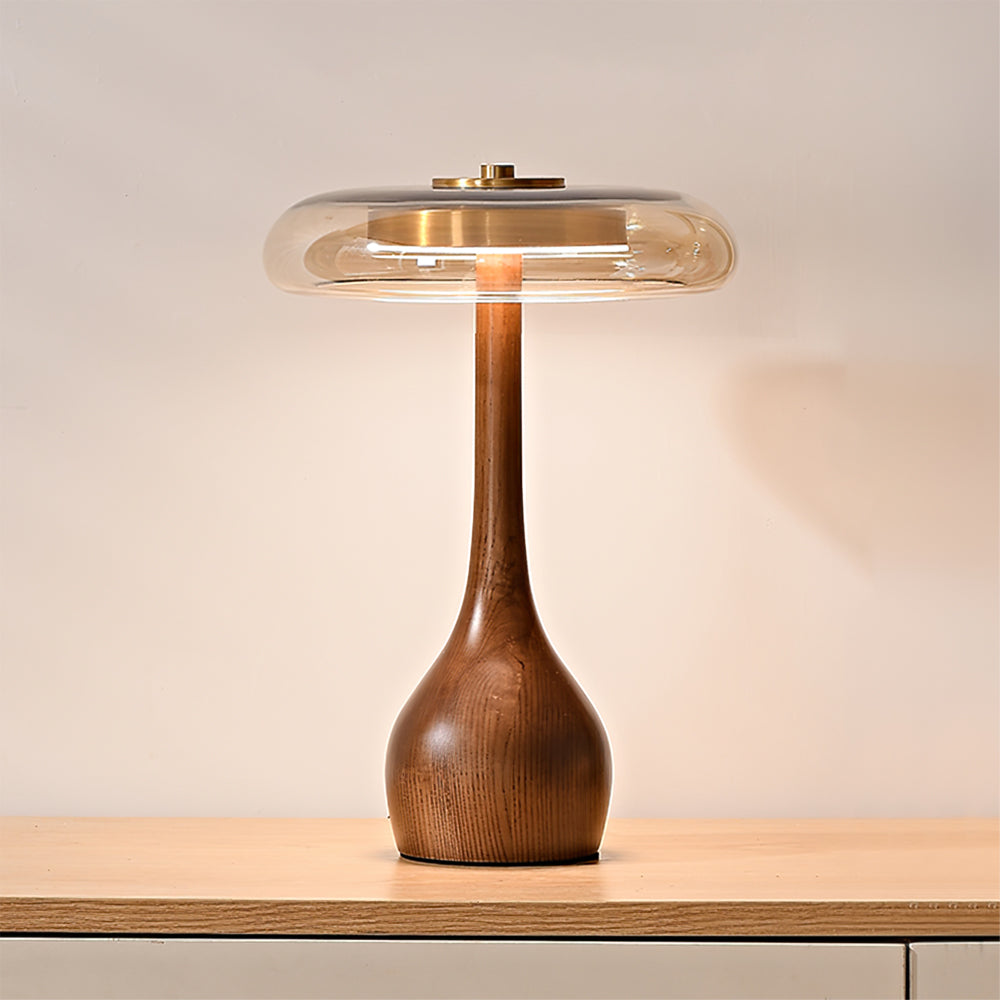 Nocturne Table Lamp | Brass Wood LED Desk Light with 3-Color Temperature Control