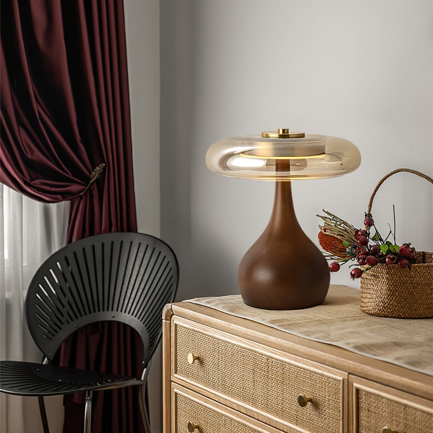 Nocturne Table Lamp | Brass Wood LED Desk Light with 3-Color Temperature Control