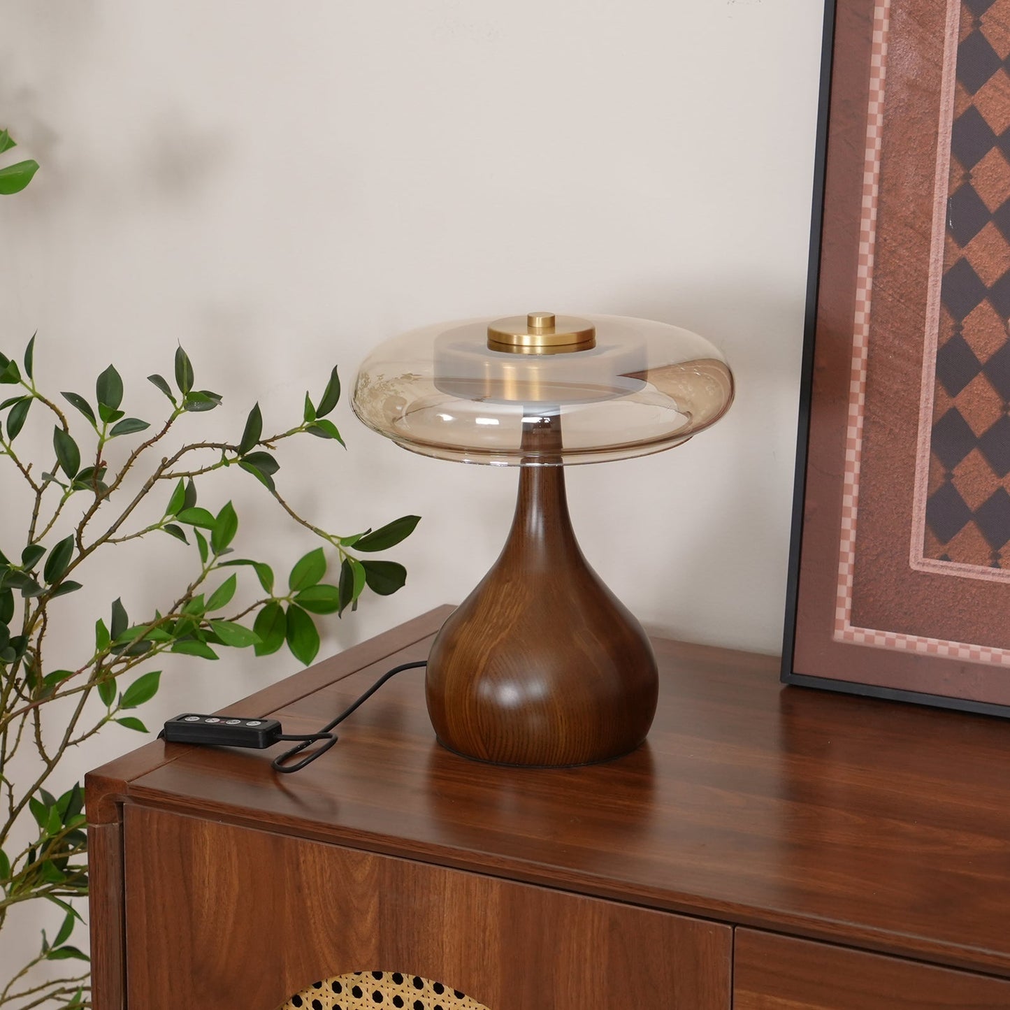 Nocturne Table Lamp | Brass Wood LED Desk Light with 3-Color Temperature Control