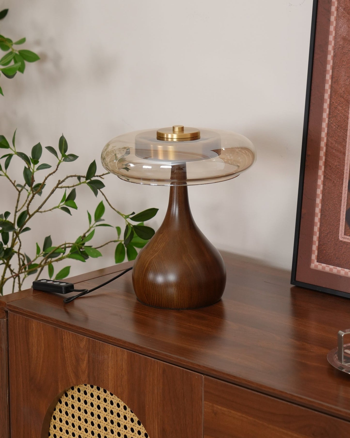 Nocturne Table Lamp | Brass Wood LED Desk Light with 3-Color Temperature Control