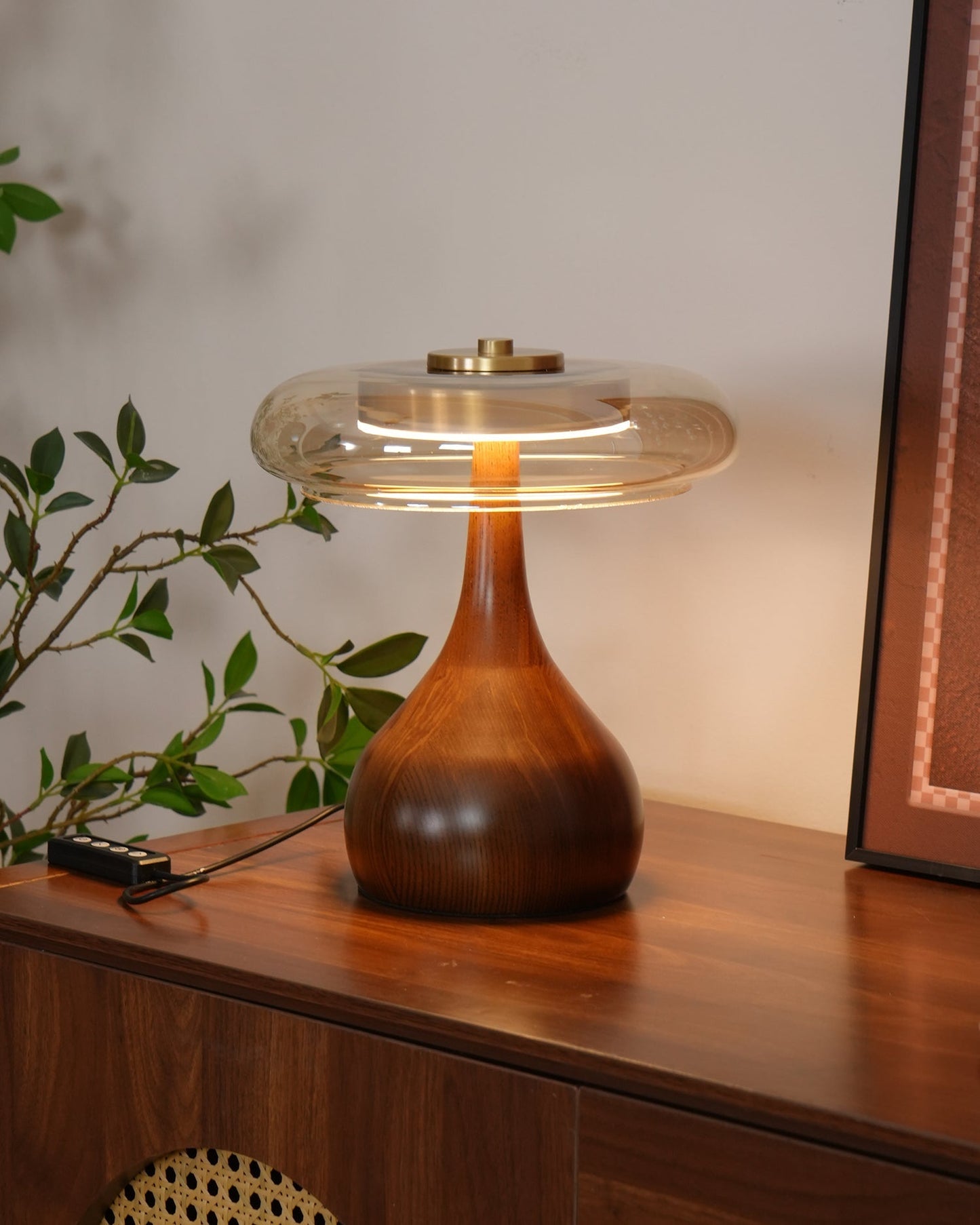 Nocturne Table Lamp | Brass Wood LED Desk Light with 3-Color Temperature Control