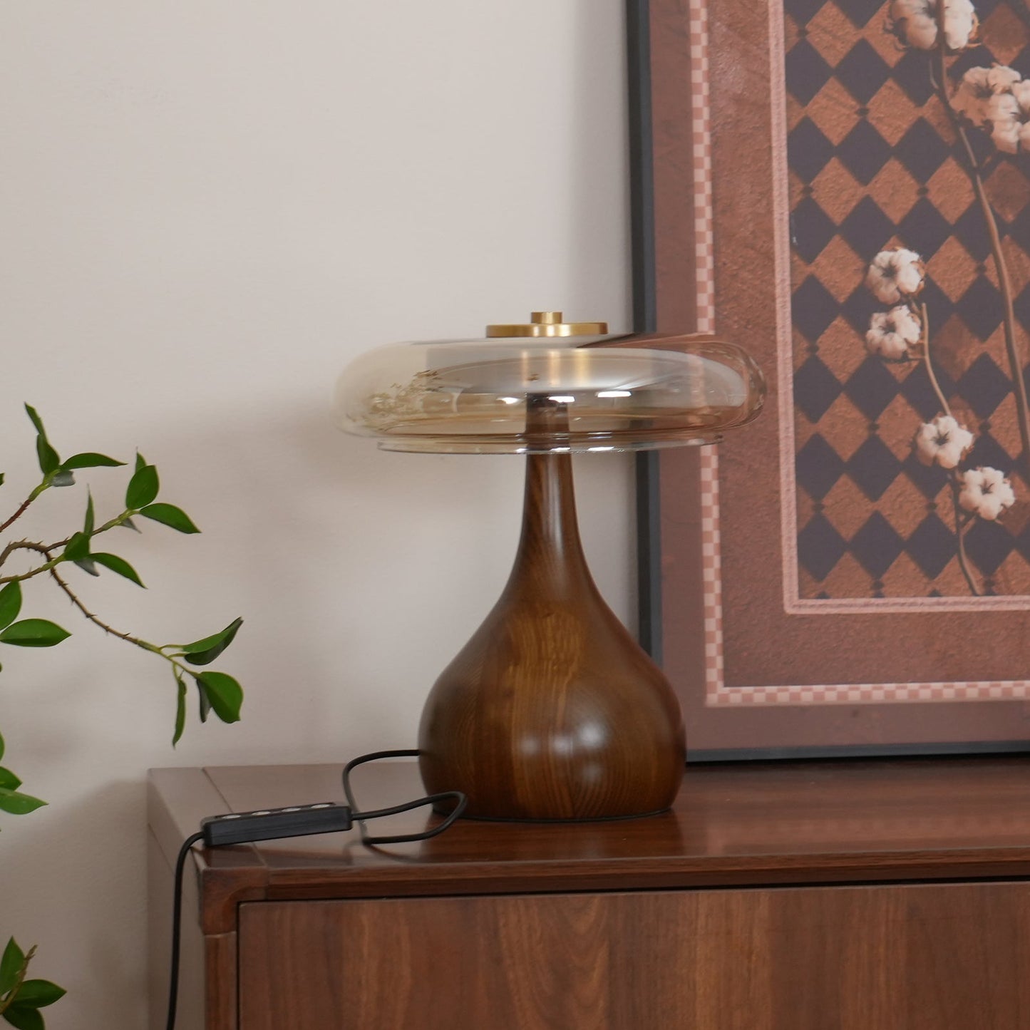 Nocturne Table Lamp | Brass Wood LED Desk Light with 3-Color Temperature Control