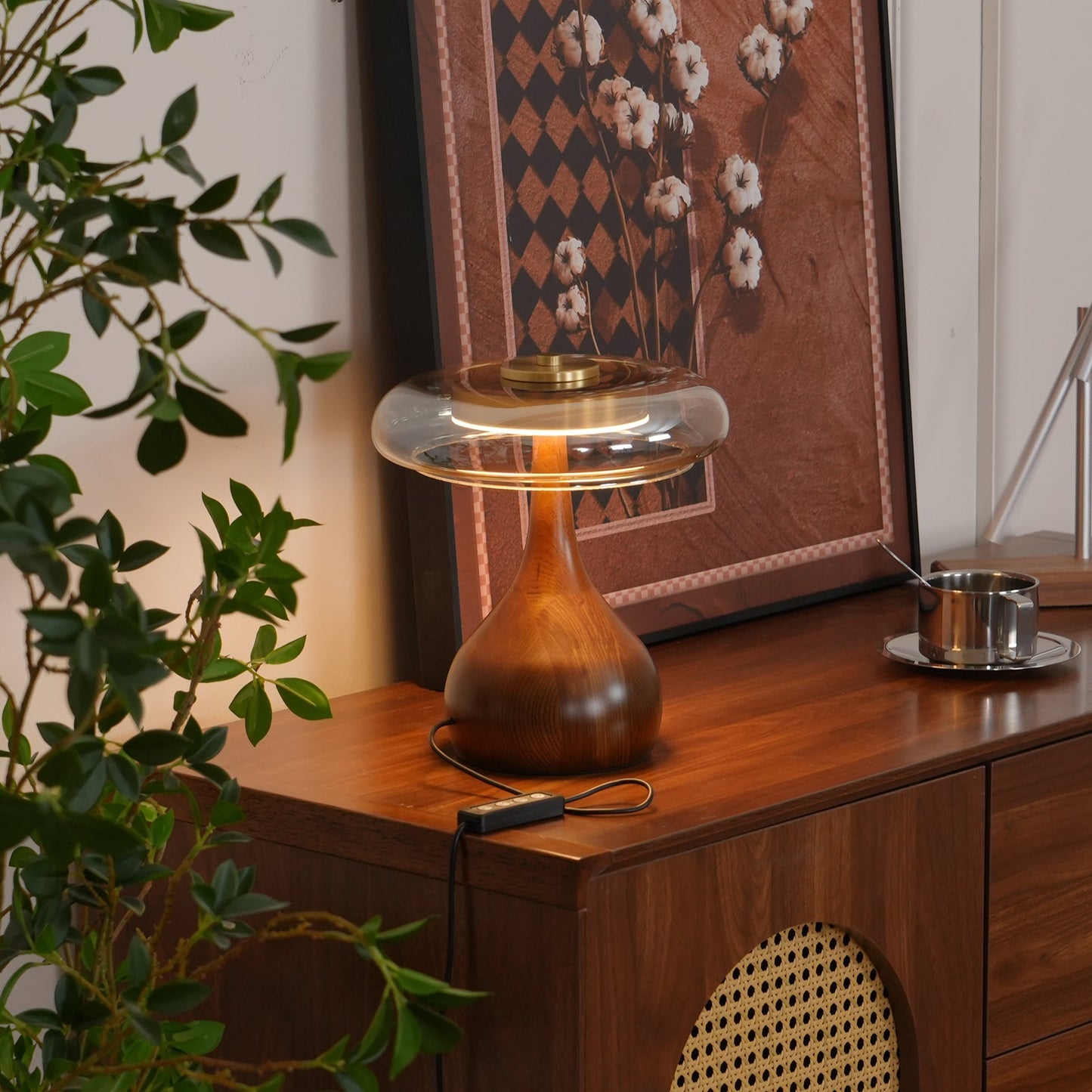 Nocturne Table Lamp | Brass Wood LED Desk Light with 3-Color Temperature Control