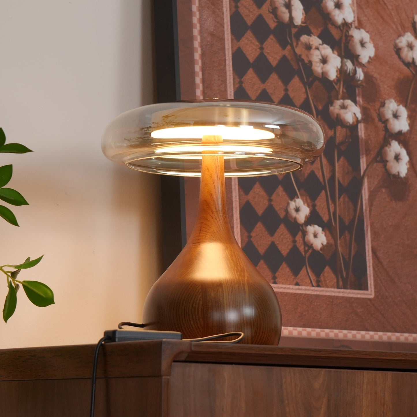 Nocturne Table Lamp | Brass Wood LED Desk Light with 3-Color Temperature Control