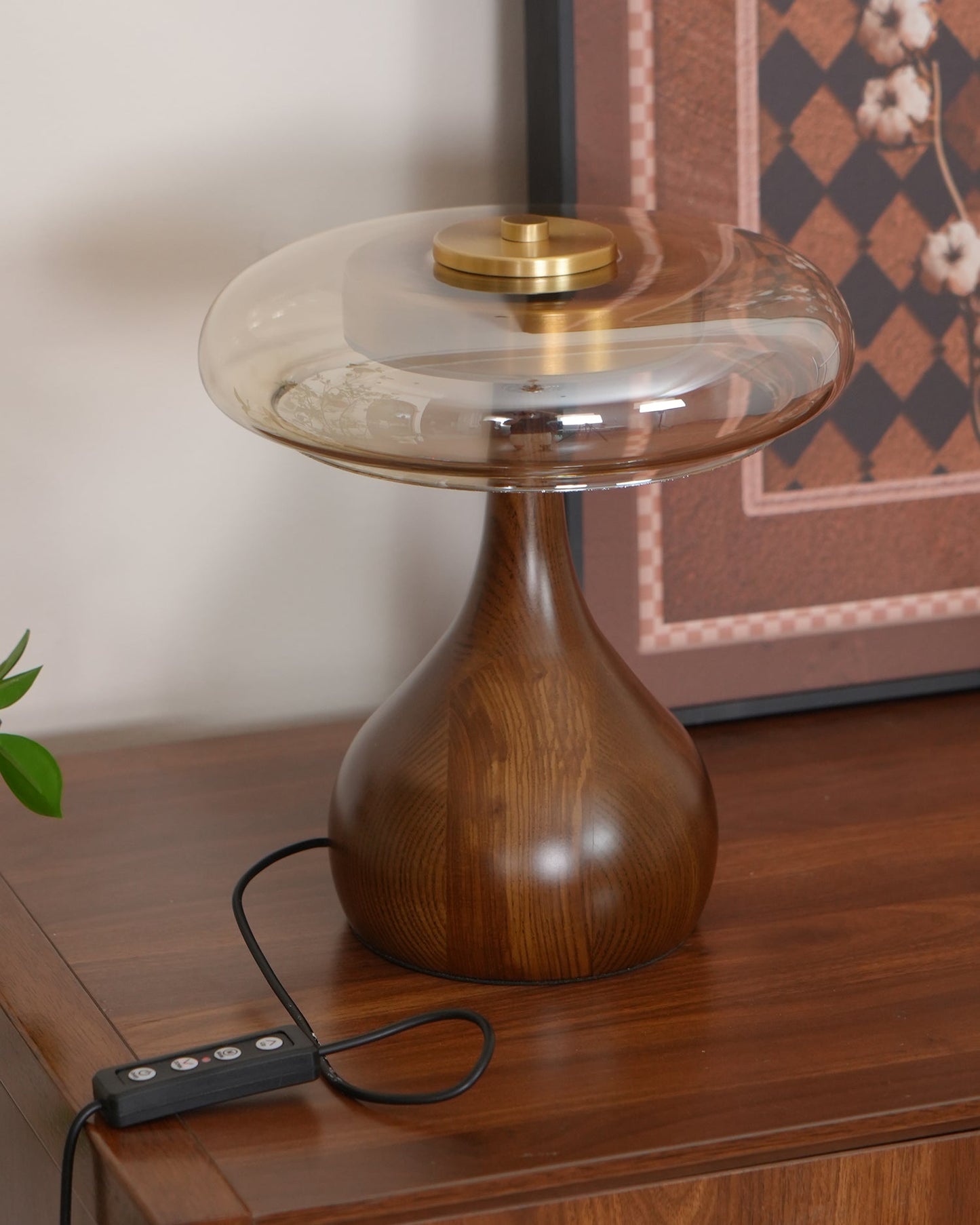 Nocturne Table Lamp | Brass Wood LED Desk Light with 3-Color Temperature Control