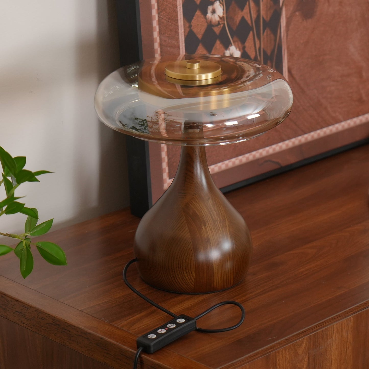 Nocturne Table Lamp | Brass Wood LED Desk Light with 3-Color Temperature Control