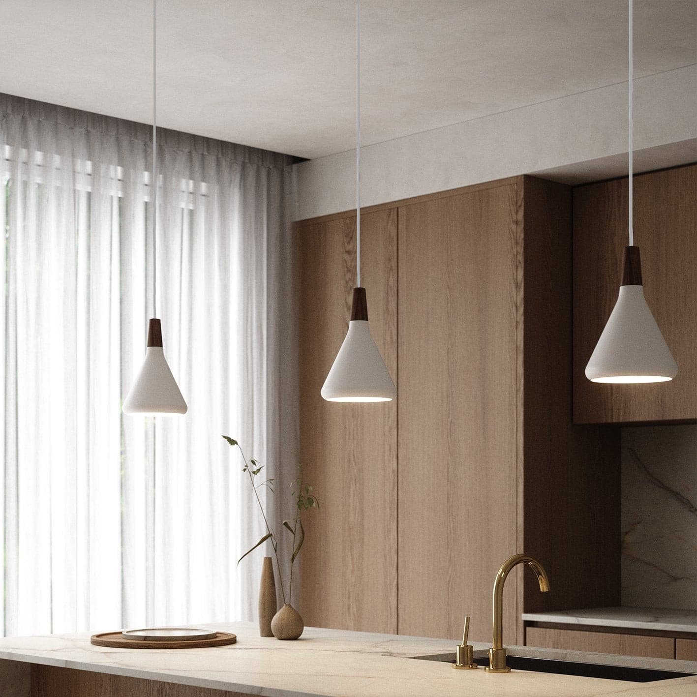 The Oslo Pendant | Natural Wood & Metal Ceiling Light for Modern Dining Rooms