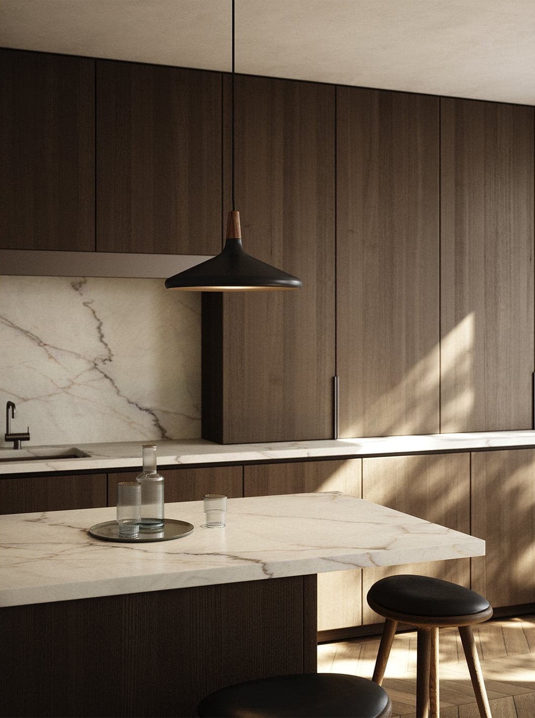The Oslo Pendant | Natural Wood & Metal Ceiling Light for Modern Dining Rooms