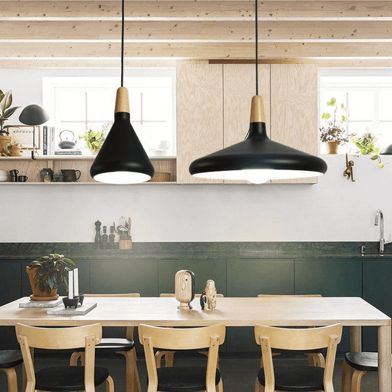 The Oslo Pendant | Natural Wood & Metal Ceiling Light for Modern Dining Rooms