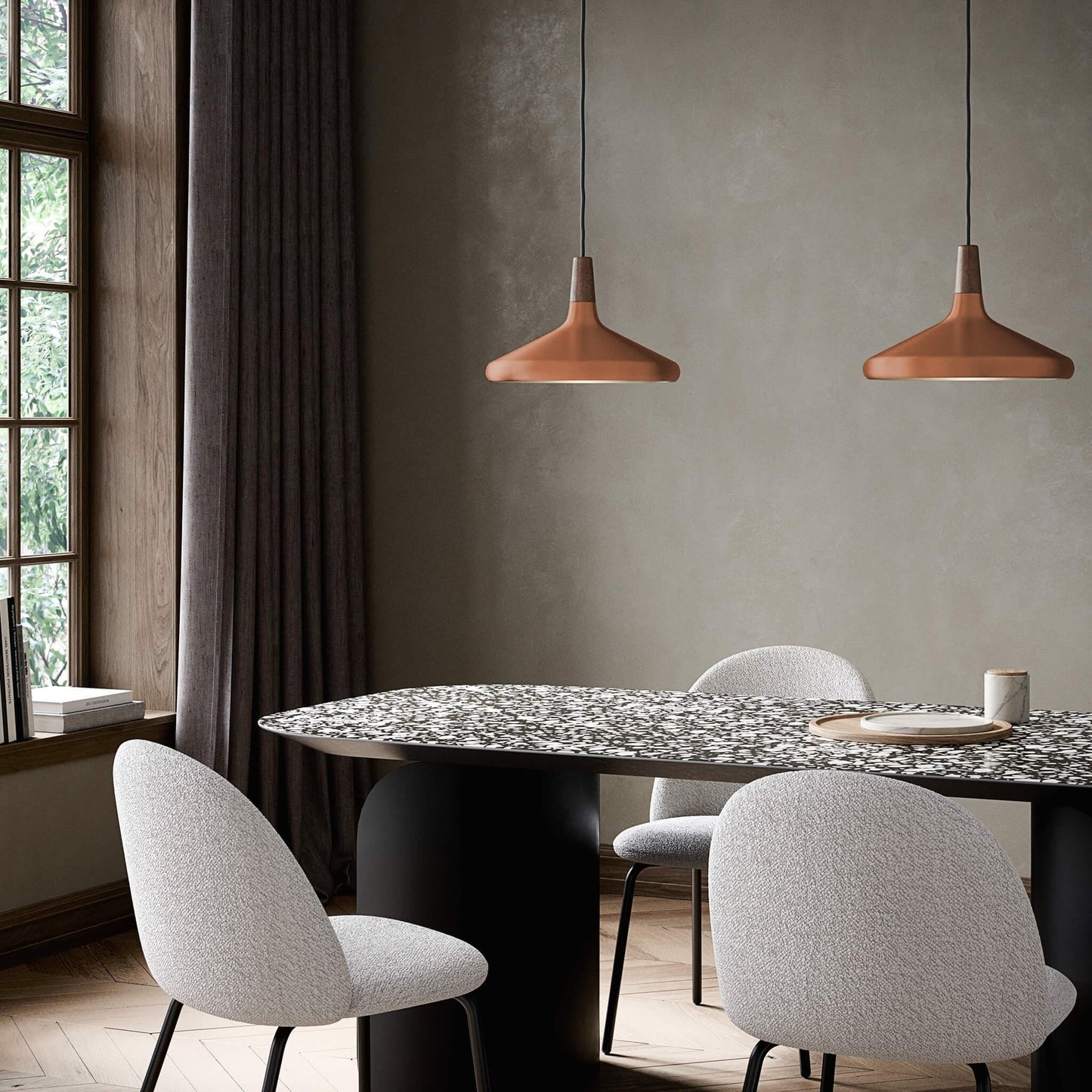 The Oslo Pendant | Natural Wood & Metal Ceiling Light for Modern Dining Rooms