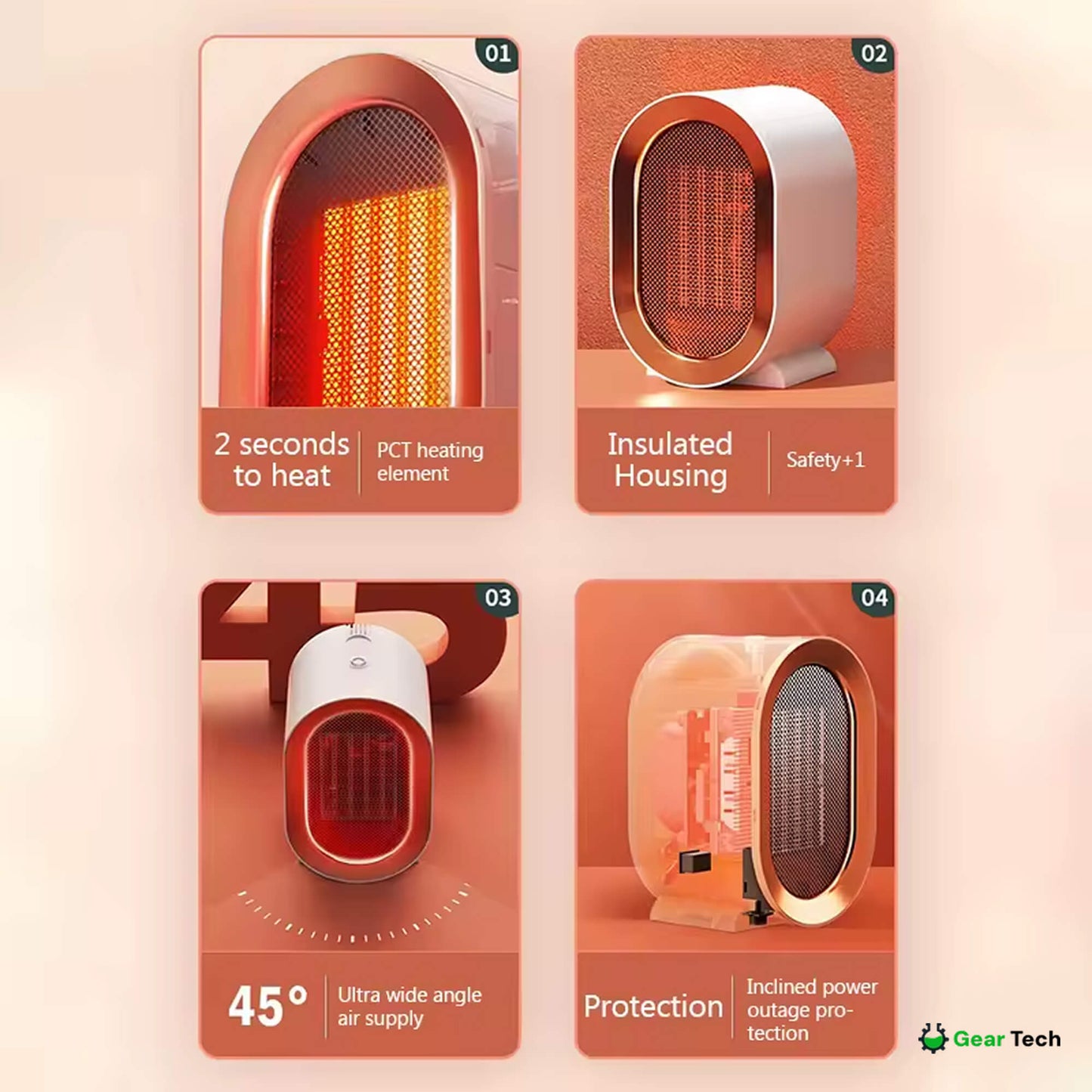 HeatWave Mini | Portable Electric Space Heater Fan for Small Room Office Desk