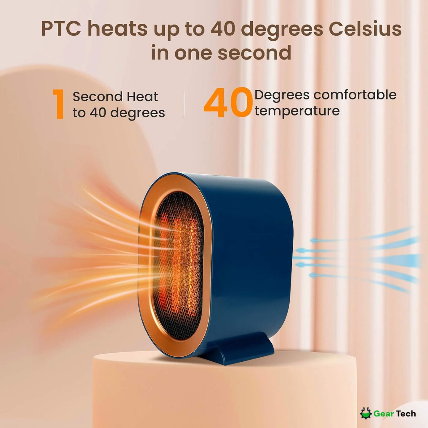 HeatWave Mini | Portable Electric Space Heater Fan for Small Room Office Desk