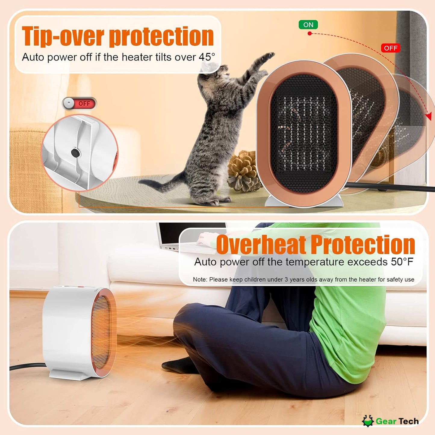 HeatWave Mini | Portable Electric Space Heater Fan for Small Room Office Desk