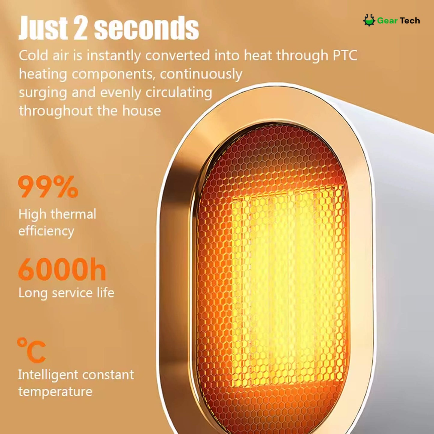 HeatWave Mini | Portable Electric Space Heater Fan for Small Room Office Desk