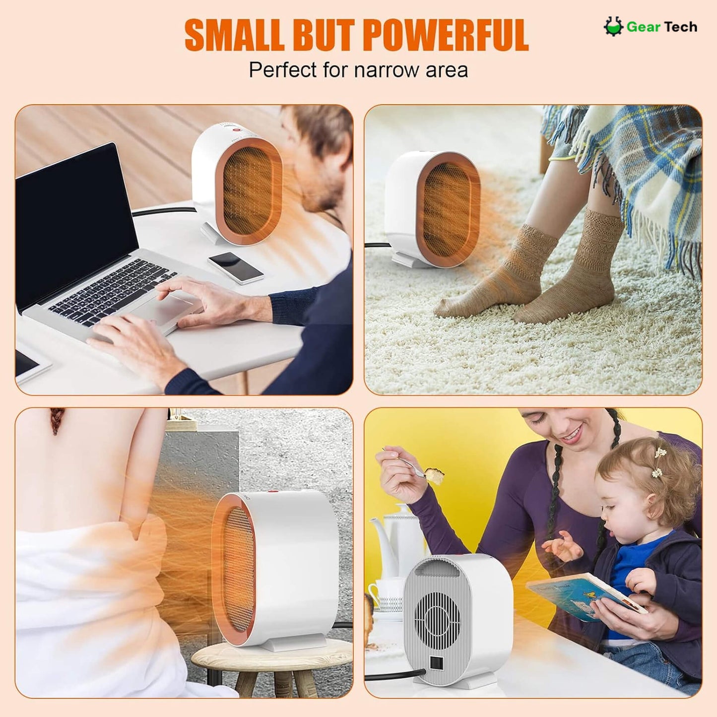 HeatWave Mini | Portable Electric Space Heater Fan for Small Room Office Desk