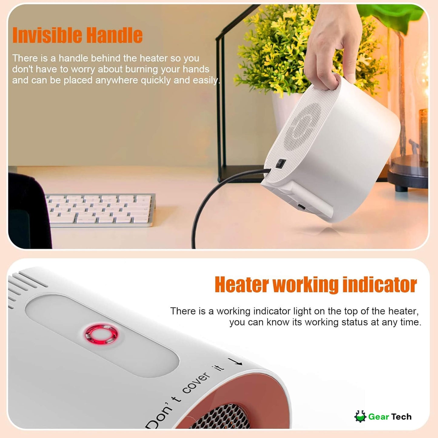 HeatWave Mini | Portable Electric Space Heater Fan for Small Room Office Desk
