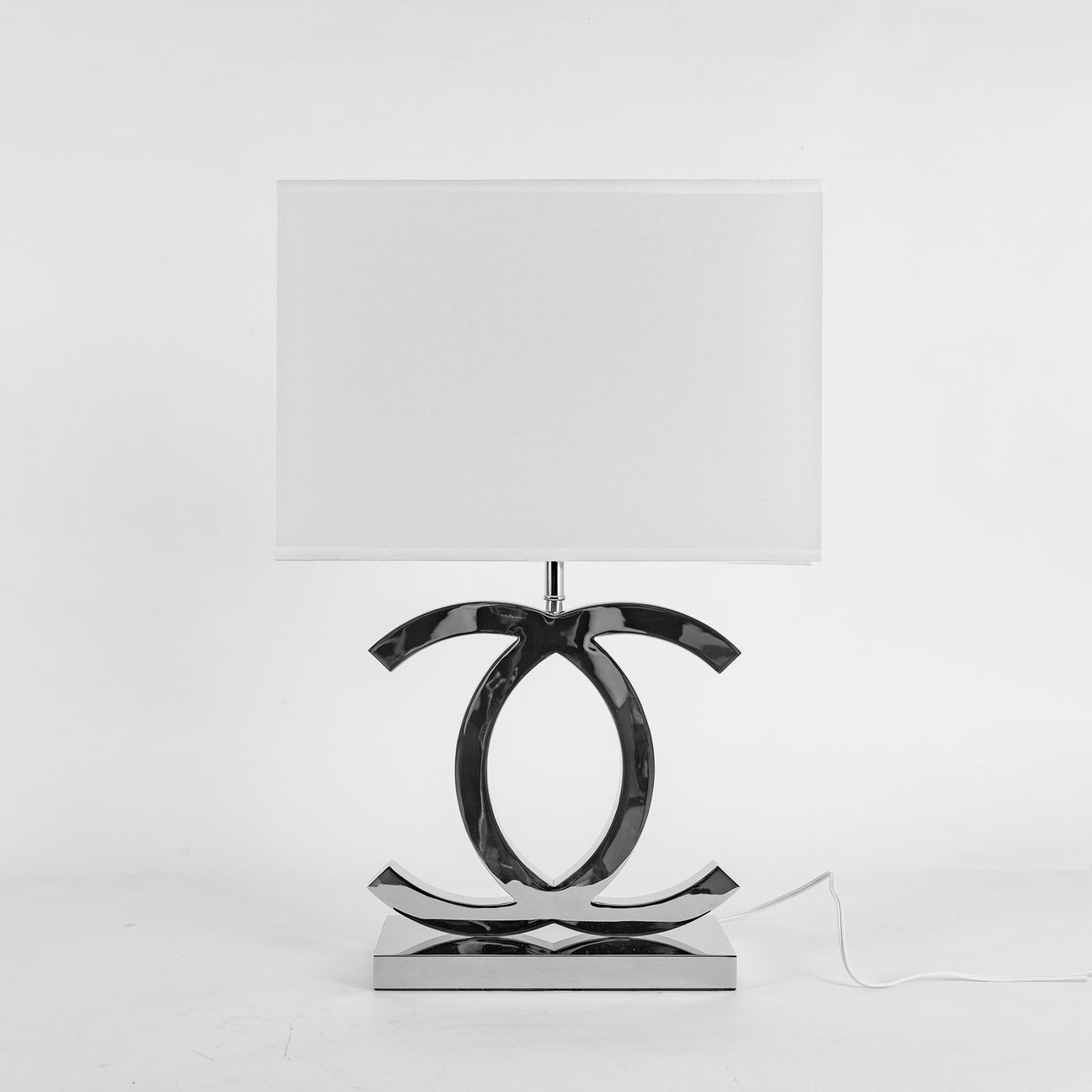 Stockholm Bedside Lamp | Chrome Gold Table Light with Premium Linen Fabric Shade