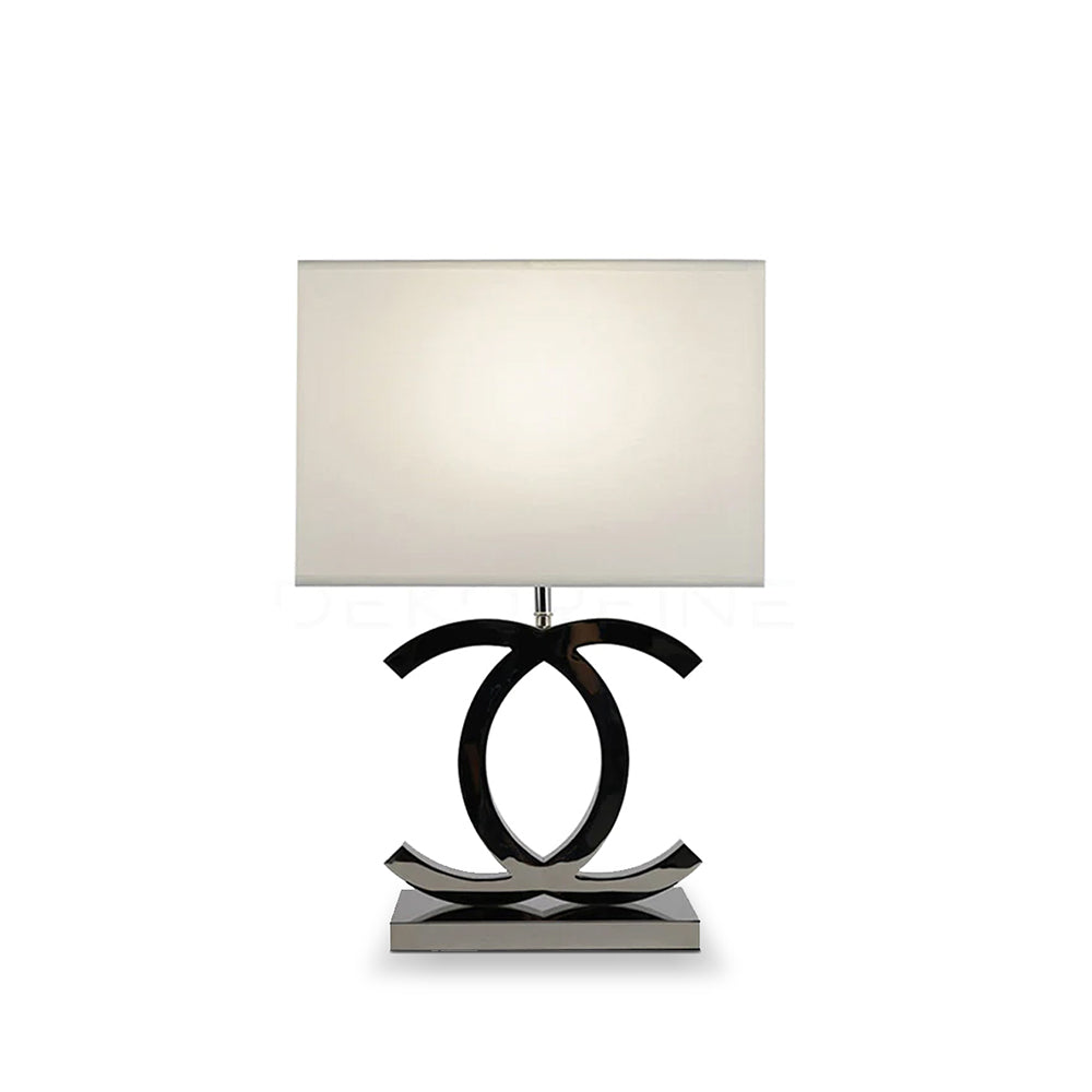 Stockholm Bedside Lamp | Chrome Gold Table Light with Premium Linen Fabric Shade