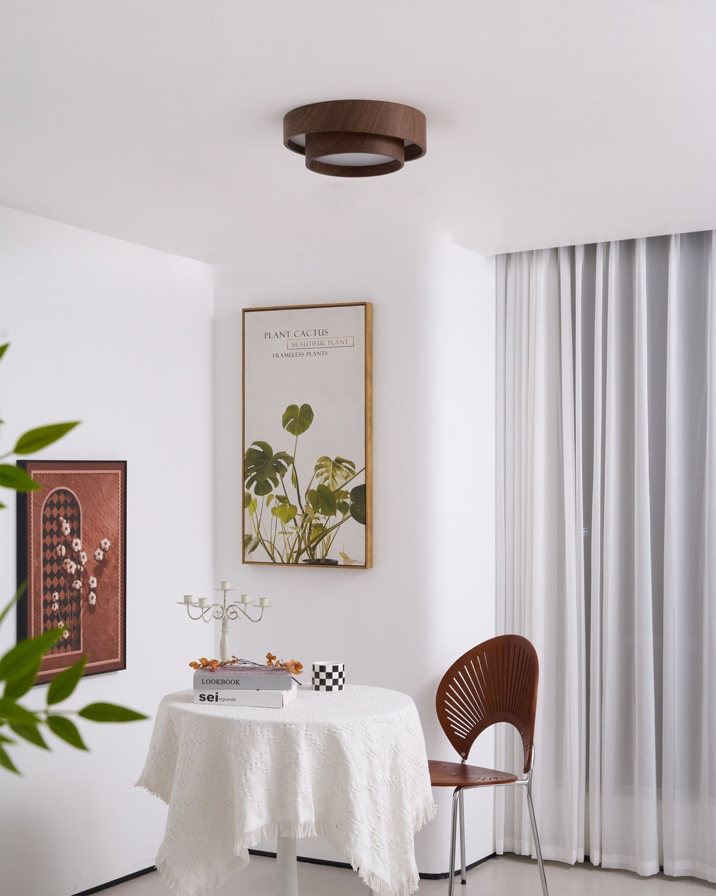 Walnut Cove Light | Mid-Century Modern LED Ceiling Fixture with Warm Ambient Glow