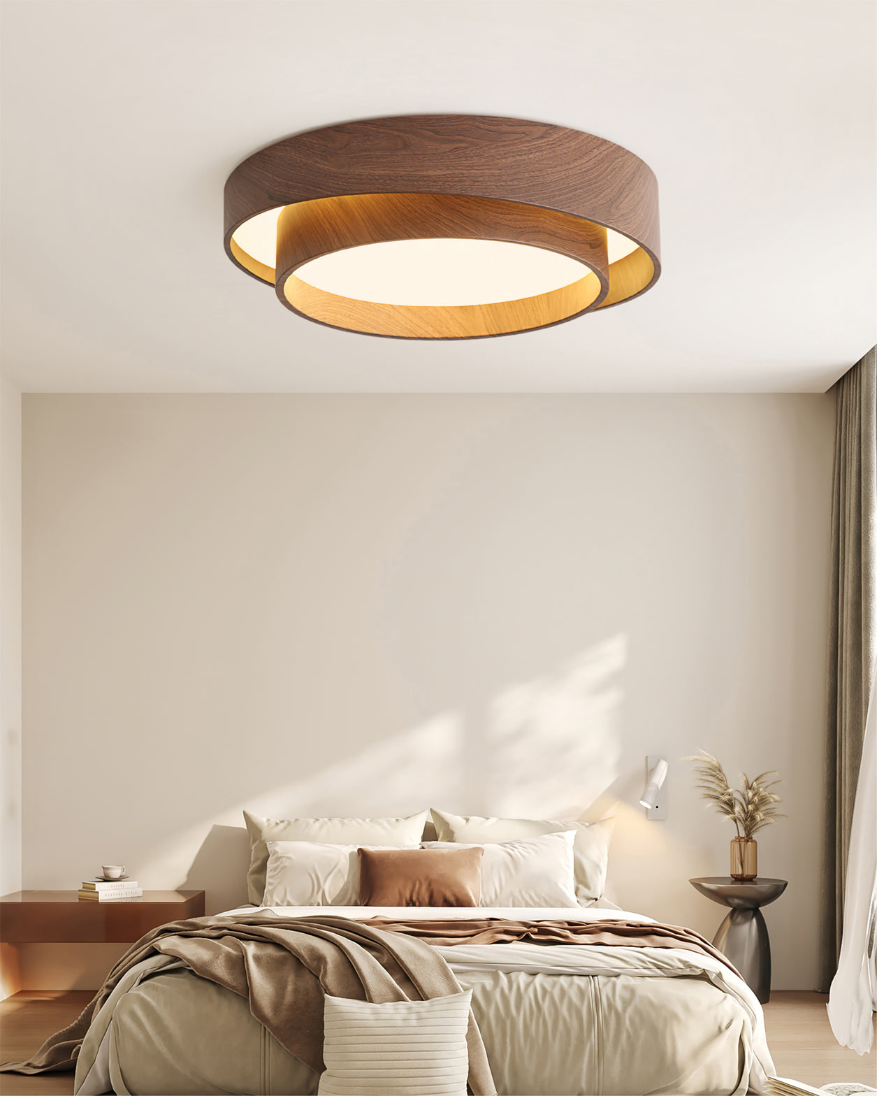 Walnut Cove Light | Mid-Century Modern LED Ceiling Fixture with Warm Ambient Glow