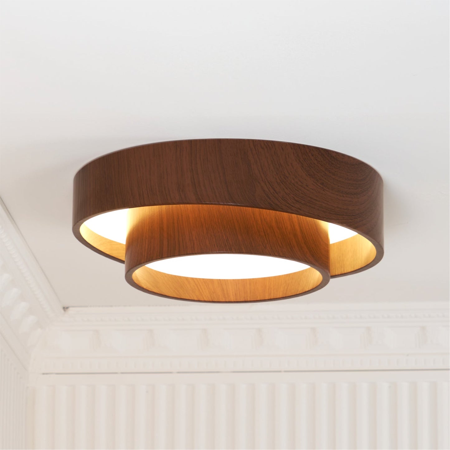 Walnut Cove Light | Mid-Century Modern LED Ceiling Fixture with Warm Ambient Glow