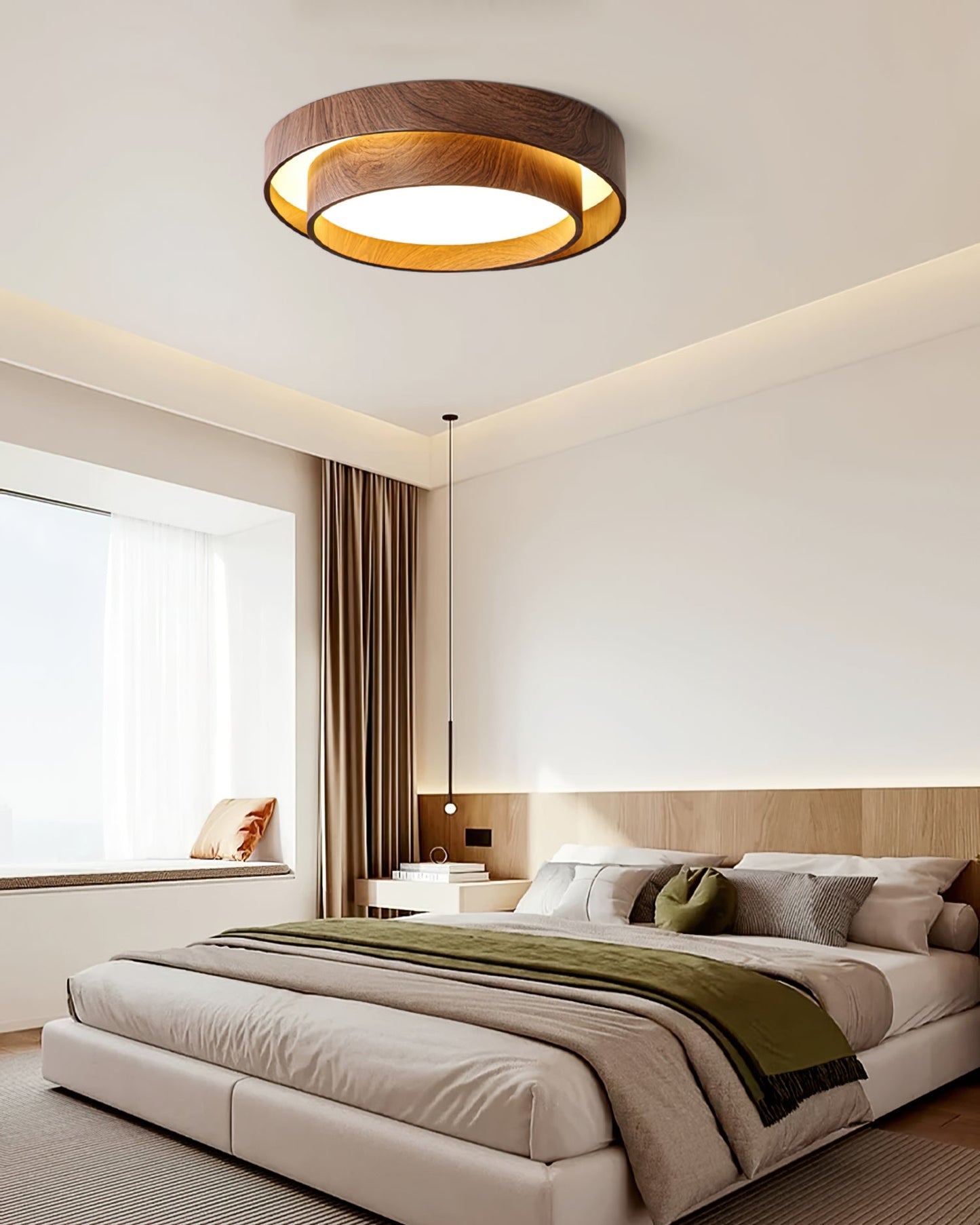 Walnut Cove Light | Mid-Century Modern LED Ceiling Fixture with Warm Ambient Glow