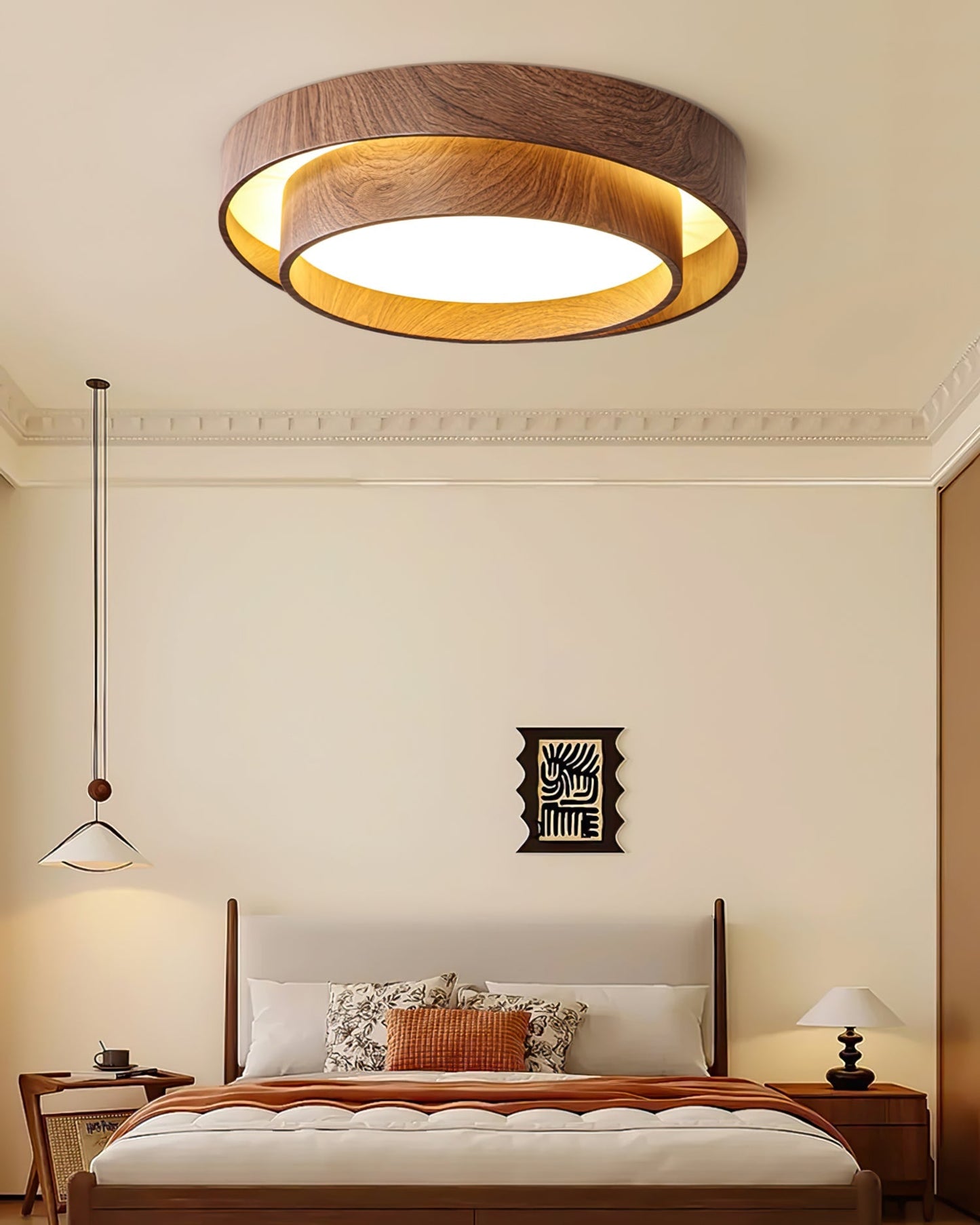 Walnut Cove Light | Mid-Century Modern LED Ceiling Fixture with Warm Ambient Glow