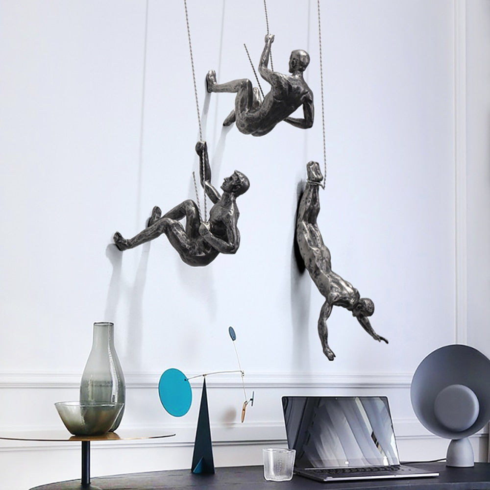 Ascent Sculpture | Metal Climbing Figure Wall Art Modern Home Office Decor