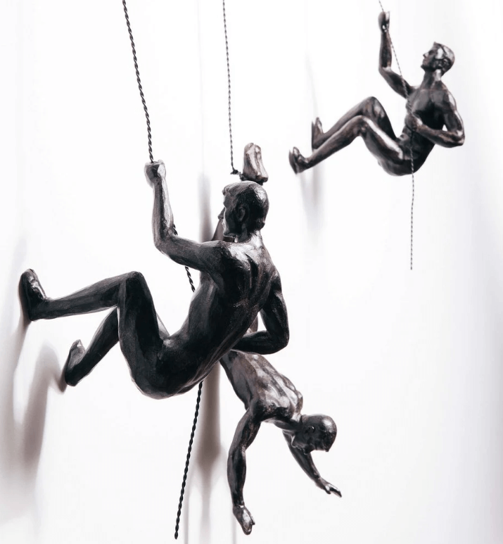Ascent Sculpture | Metal Climbing Figure Wall Art Modern Home Office Decor