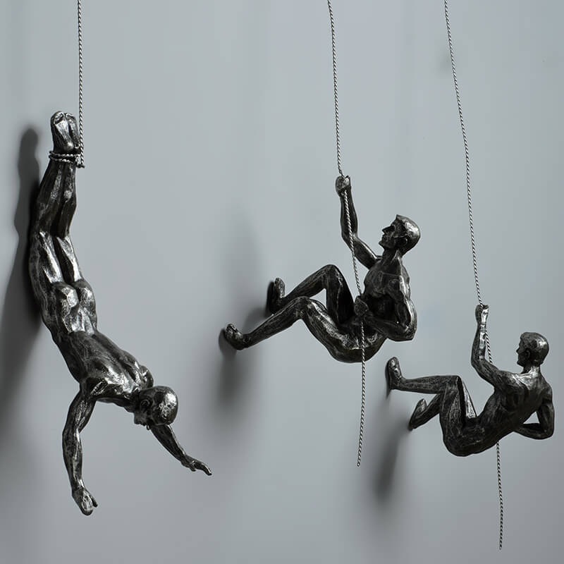 Ascent Sculpture | Metal Climbing Figure Wall Art Modern Home Office Decor