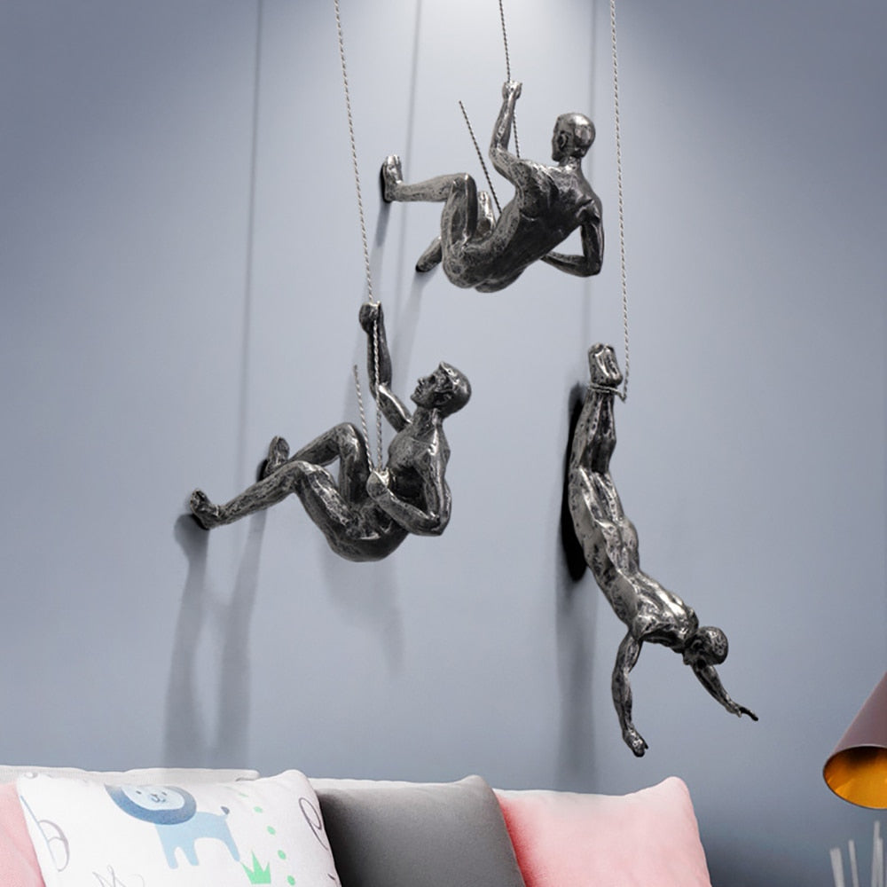 Ascent Sculpture | Metal Climbing Figure Wall Art Modern Home Office Decor