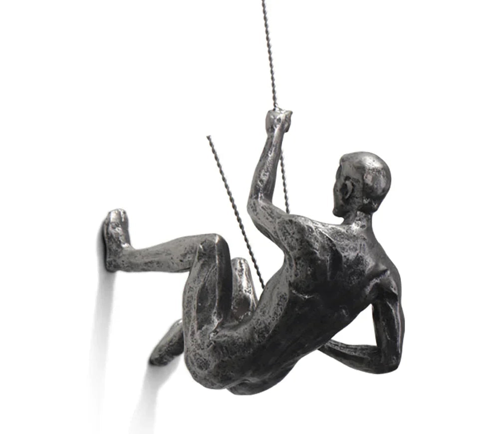 Ascent Sculpture | Metal Climbing Figure Wall Art Modern Home Office Decor