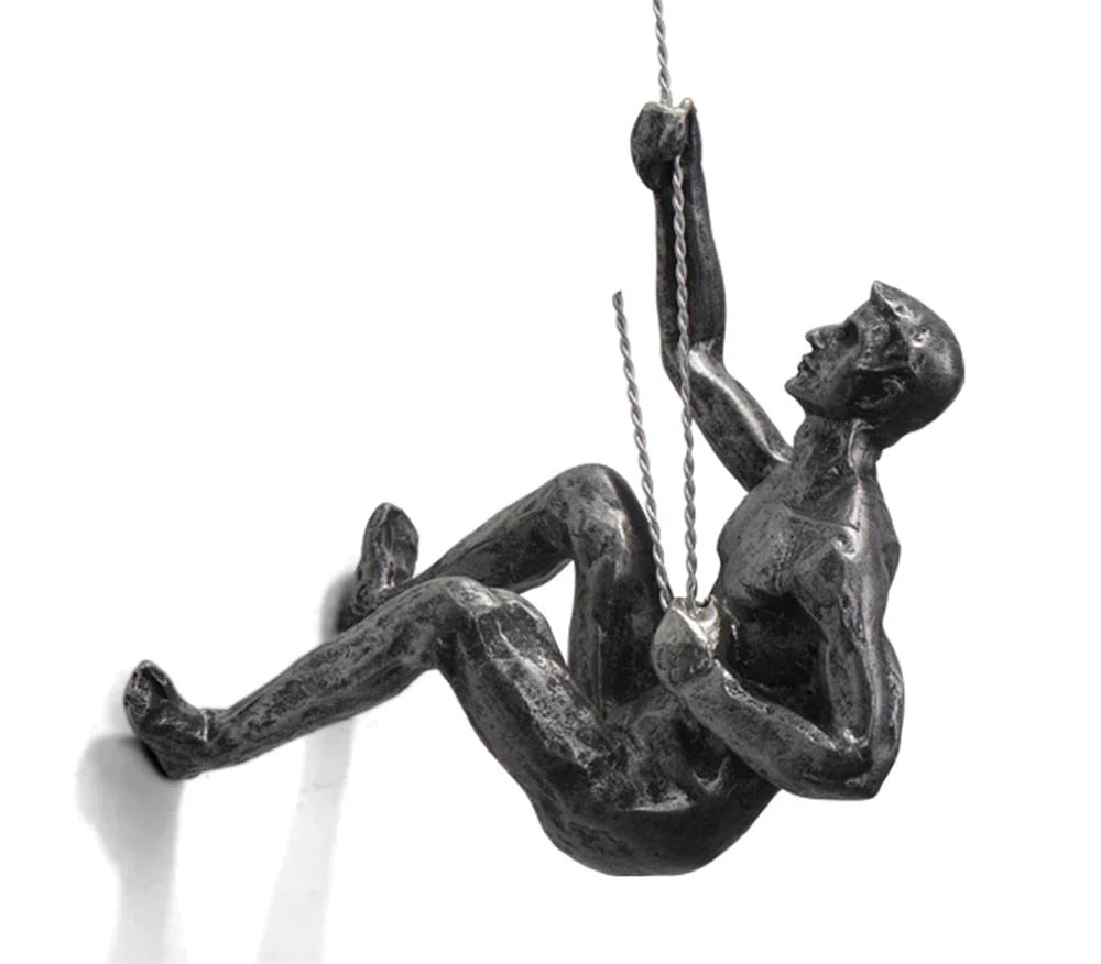 Ascent Sculpture | Metal Climbing Figure Wall Art Modern Home Office Decor