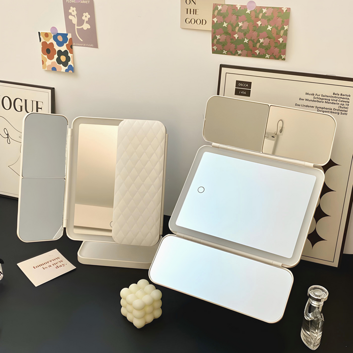GlowTri Mirror | LED Lighted Makeup Mirror 3X Magnification Rechargeable Vanity