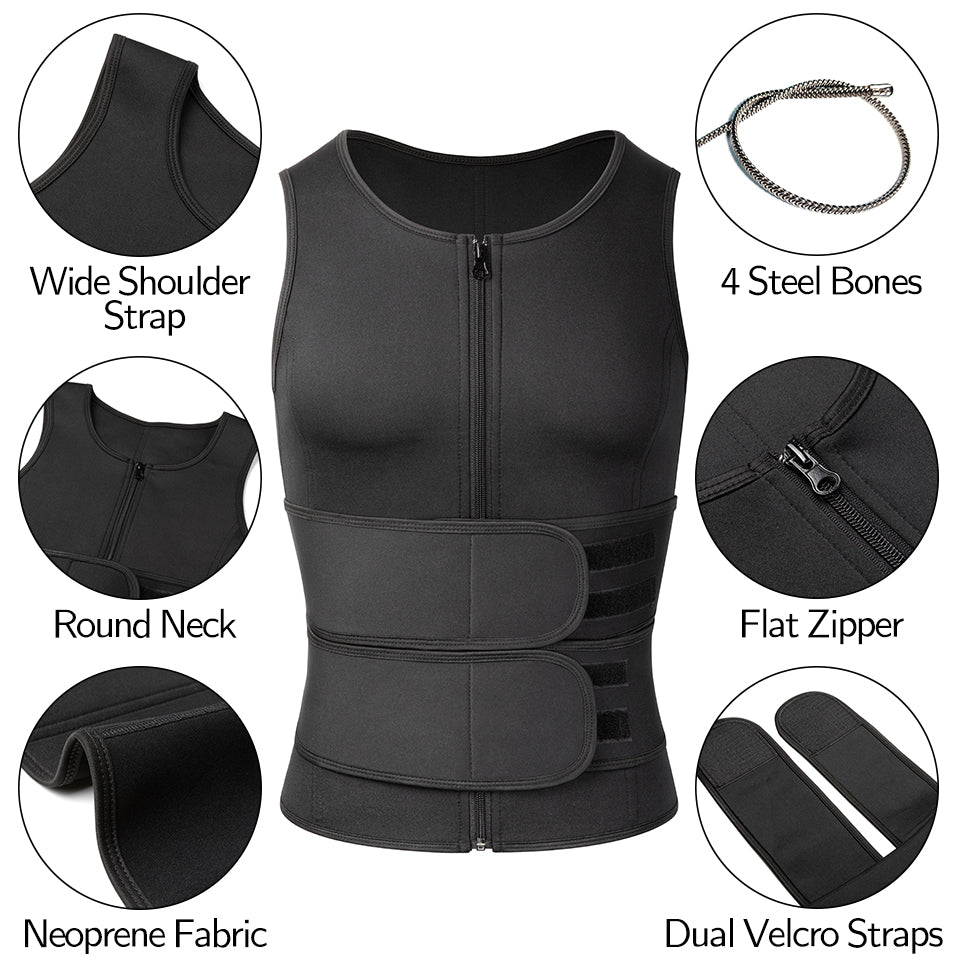 HeatCore Vest | Men's Sweat Sauna Fitness Shaper for Gym Workout Weight Loss