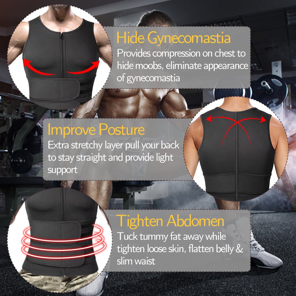 HeatCore Vest | Men's Sweat Sauna Fitness Shaper for Gym Workout Weight Loss