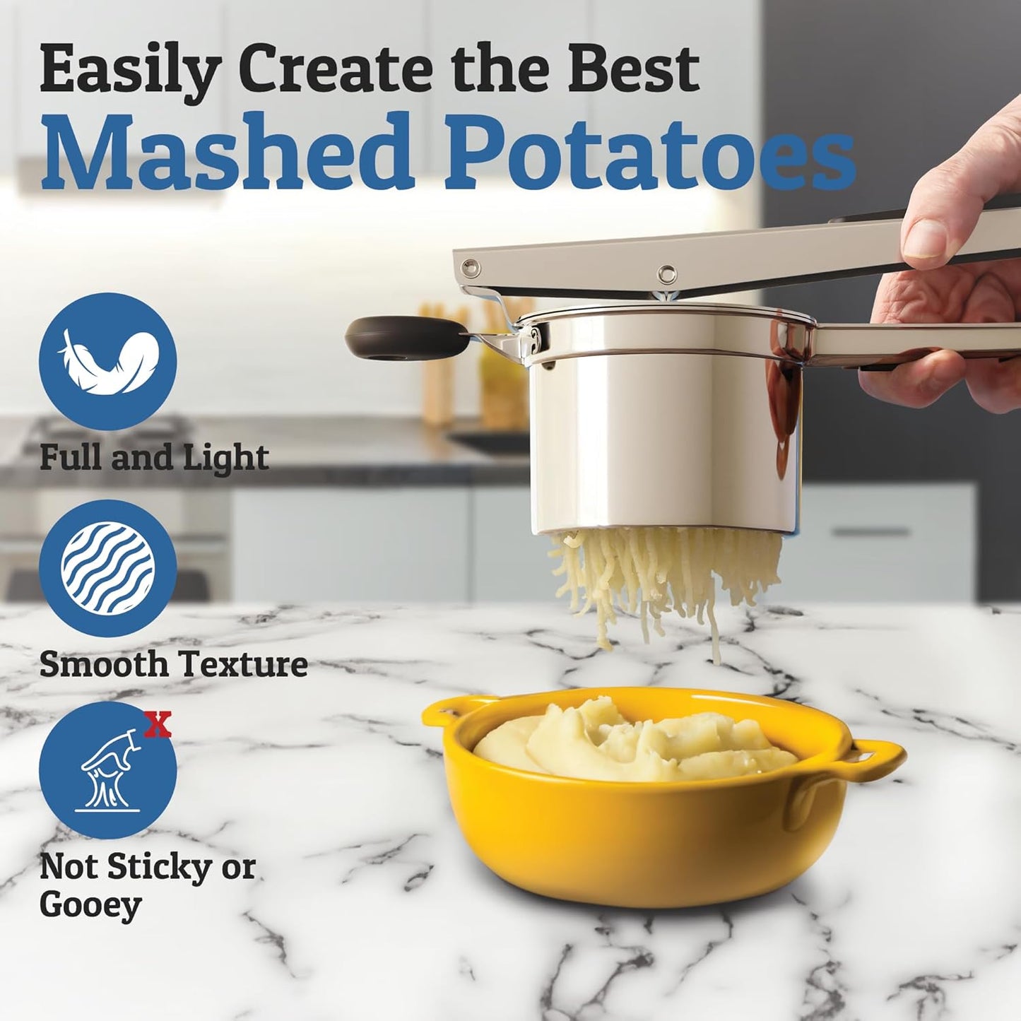 MashMaster | Stainless Steel Potato Masher Kitchen Tool for Vegetables
