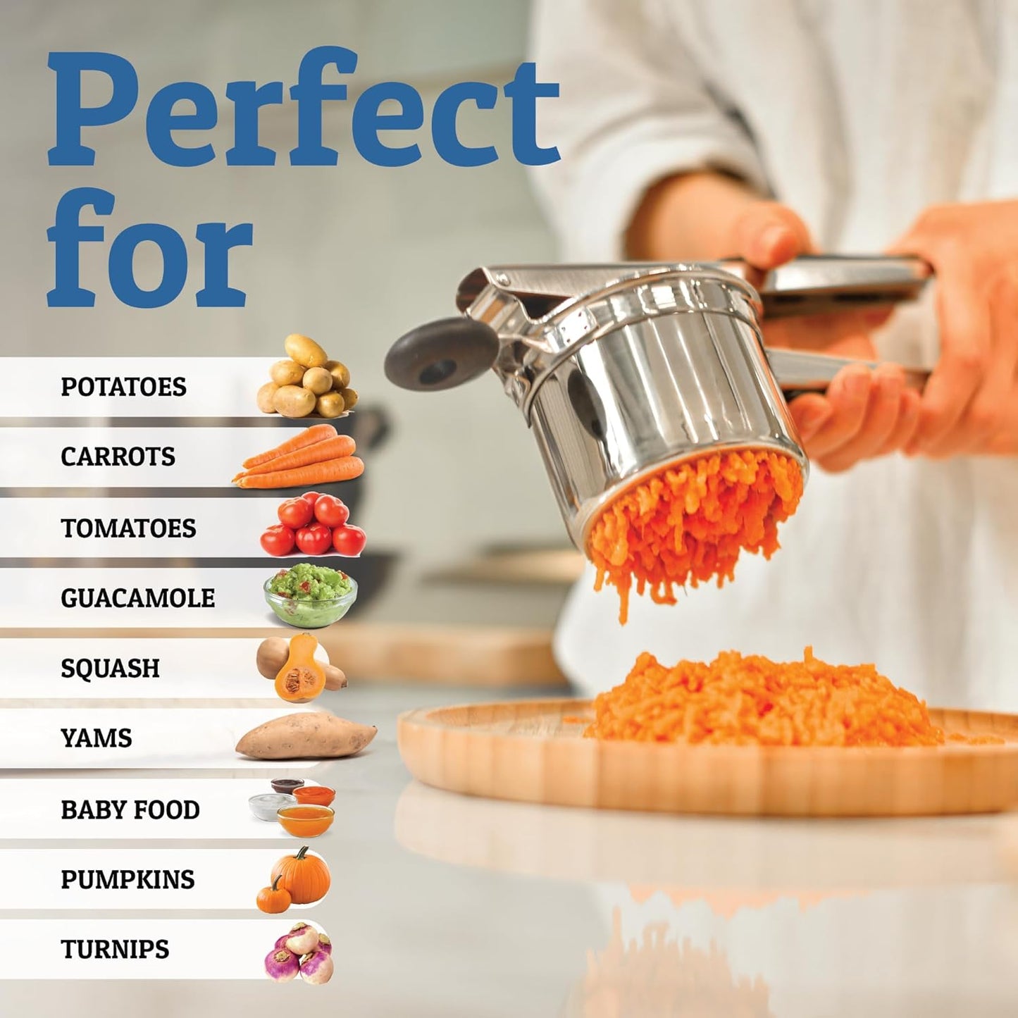 MashMaster | Stainless Steel Potato Masher Kitchen Tool for Vegetables
