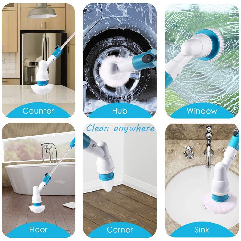TurboScrub Kit | Cordless Electric Spin Scrubber Brush Set for Bathroom Tile Cleaning