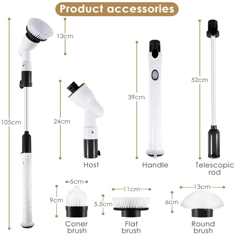 TurboScrub Kit | Cordless Electric Spin Scrubber Brush Set for Bathroom Tile Cleaning
