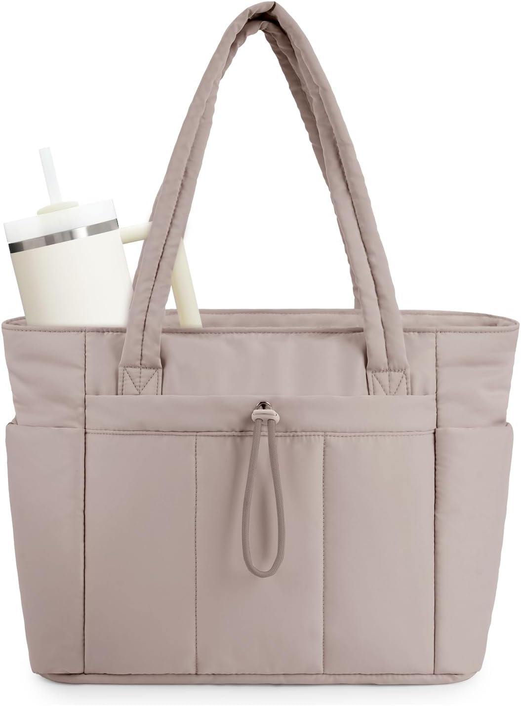 QuiltTote Pro | Padded Laptop Bag with Tumbler Holder for Work Commute