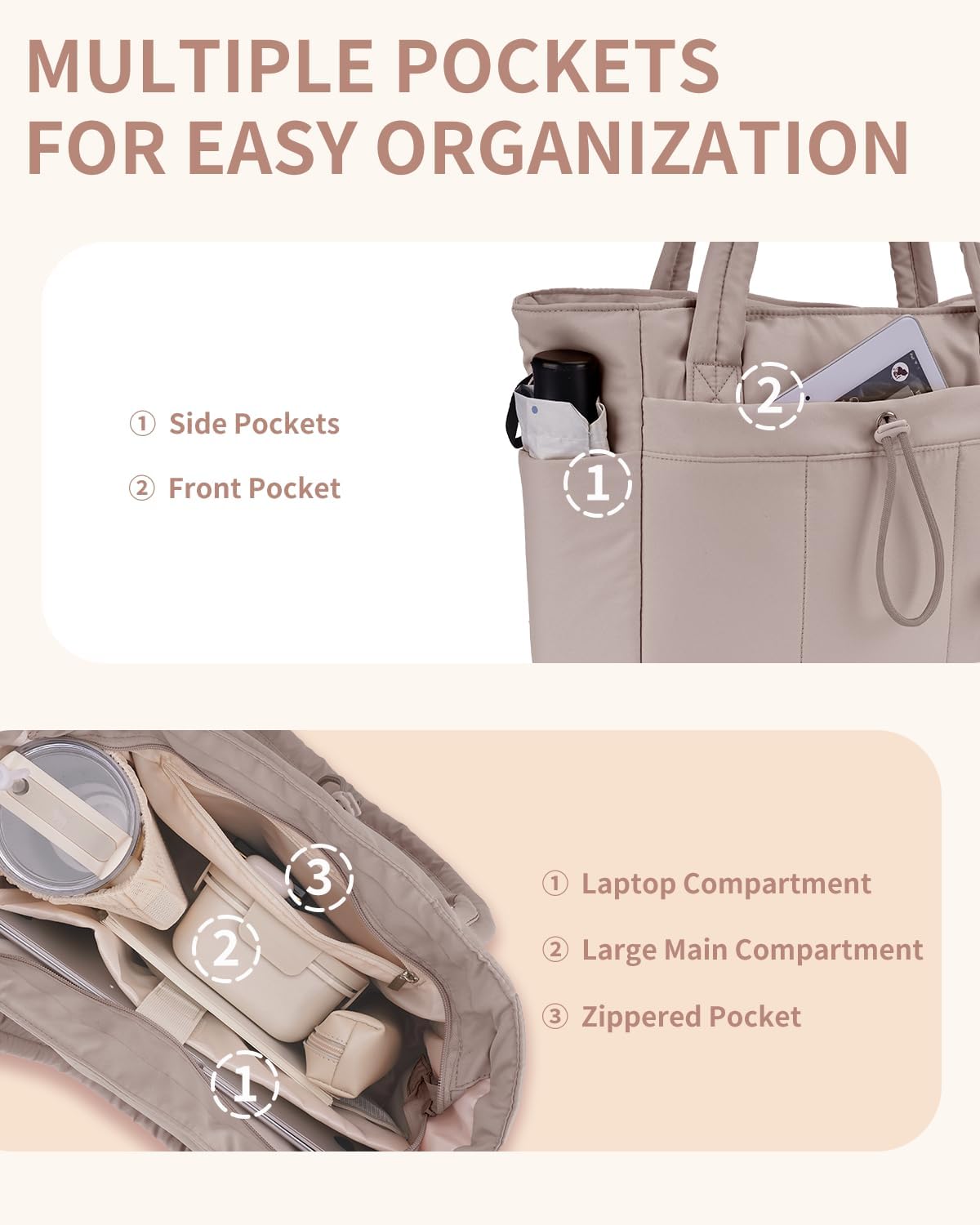QuiltTote Pro | Padded Laptop Bag with Tumbler Holder for Work Commute