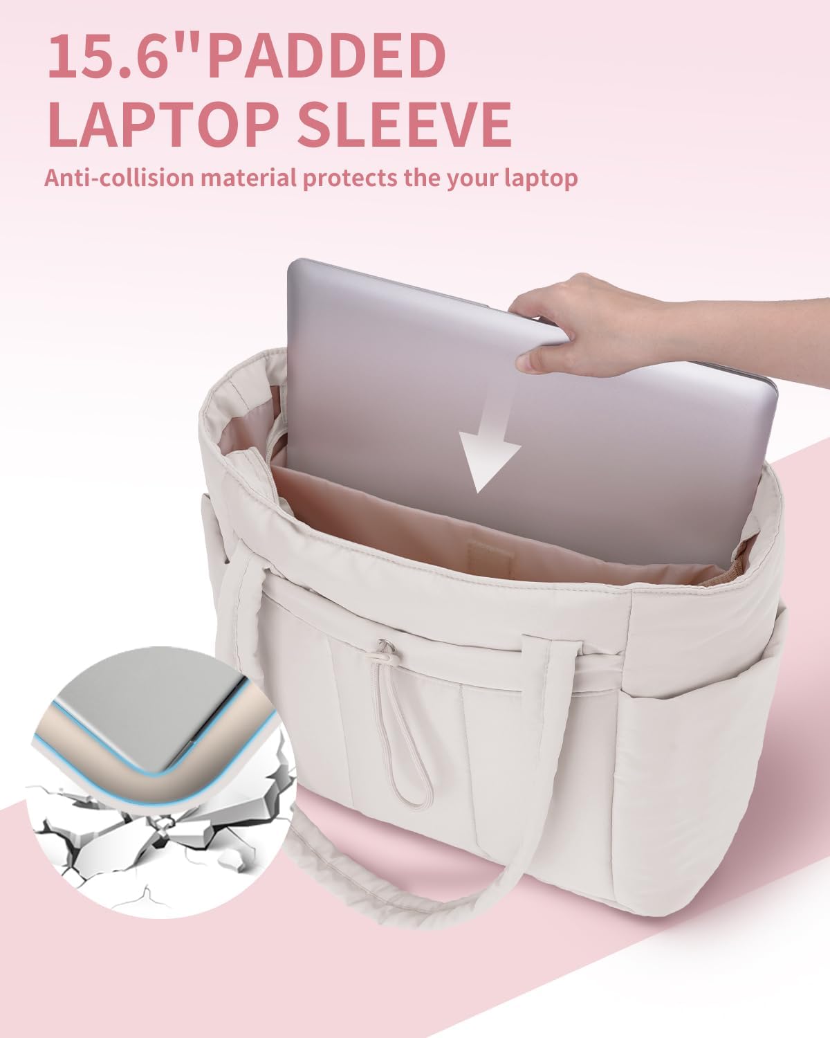 QuiltTote Pro | Padded Laptop Bag with Tumbler Holder for Work Commute