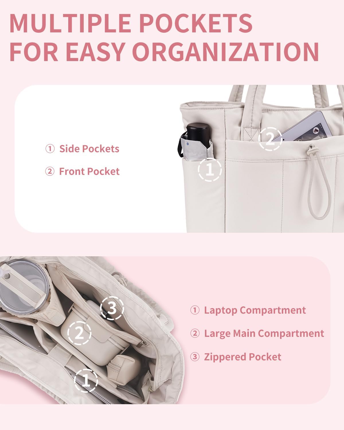 QuiltTote Pro | Padded Laptop Bag with Tumbler Holder for Work Commute