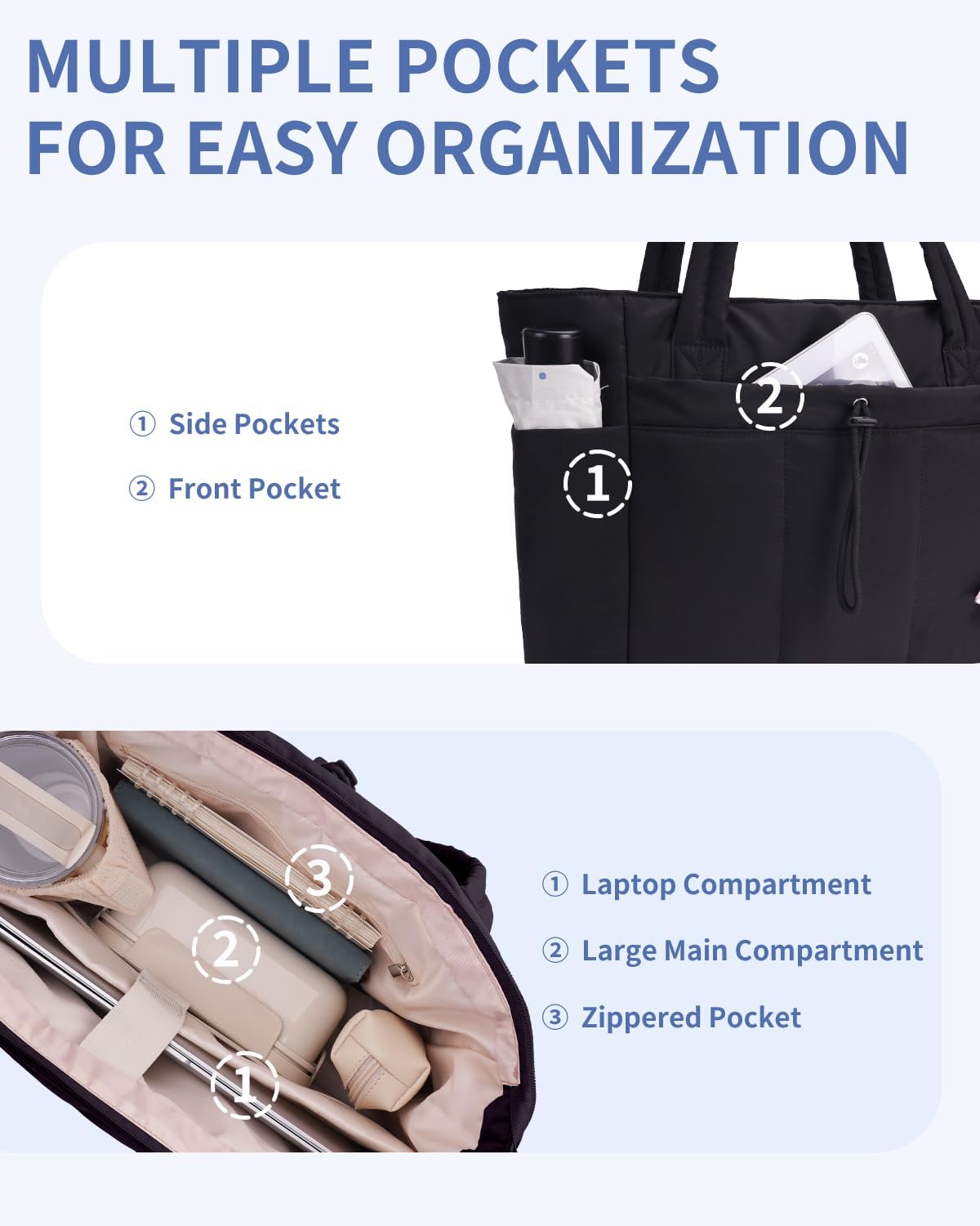 QuiltTote Pro | Padded Laptop Bag with Tumbler Holder for Work Commute